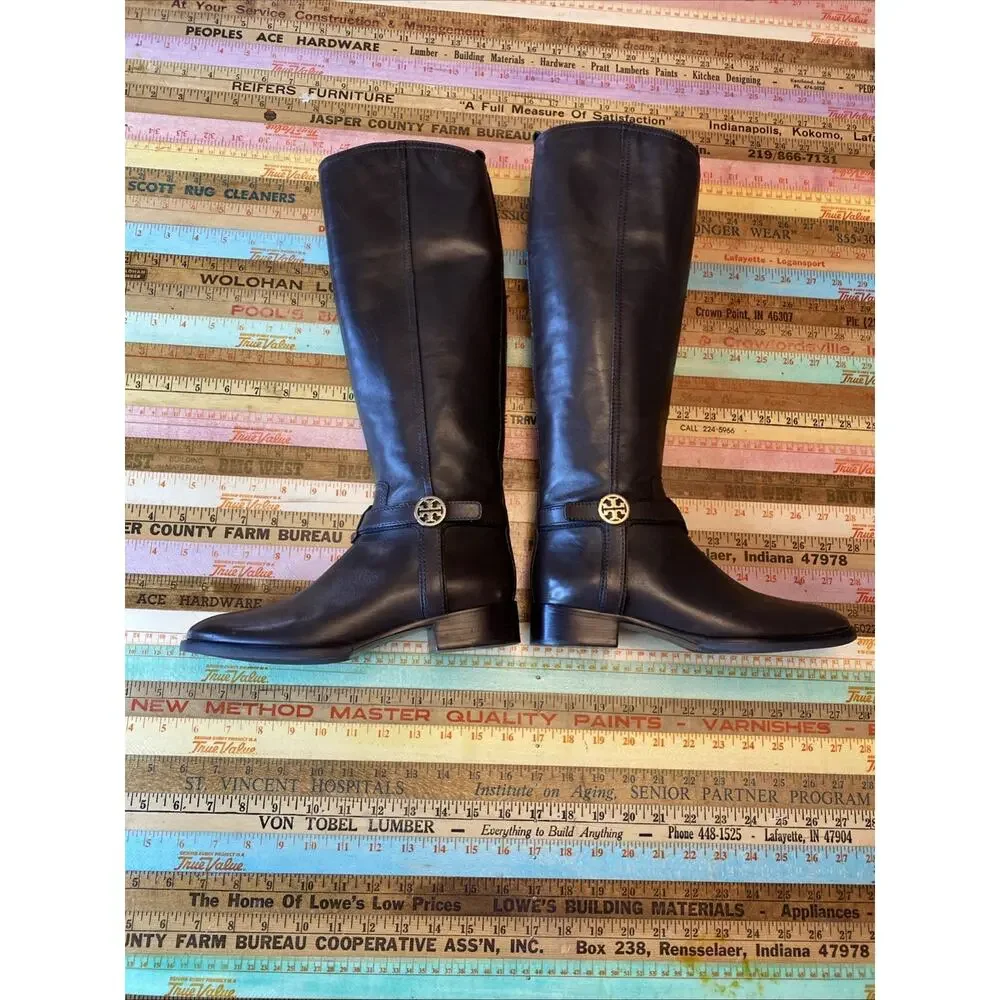Tory Burch Bristol Brown Leather Riding Harness Boot Size 7 equestrian High